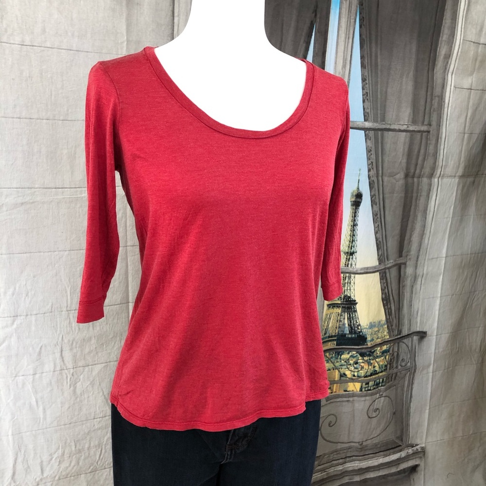 Eileen Fisher Red Silk Scoop Neck Top Size Small